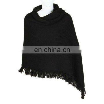 girls fashion new design nice black knitted cashmere shawl