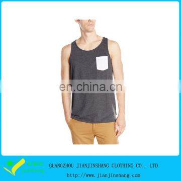 Top Qualtiy Grey Color Custom Pocketed Mens Wholesale Blank Tank Top