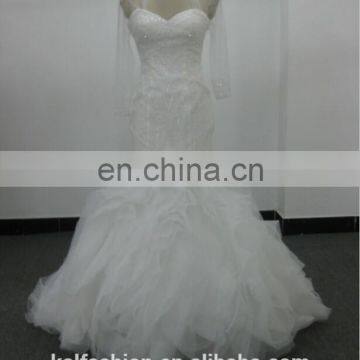 EBX-193New Fashionable Off Shoulder Sweetheart Lace Organza Mermaid Wedding Dress