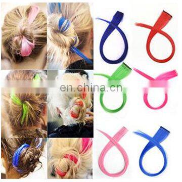 Colored Party Highlights Clip on in Hair Extensions Multi-Colors Hair Streak Synthetic Hairpieces