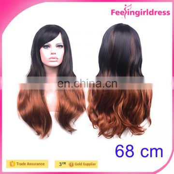 Fibre long wave 68cm women brown&black wholesale synthetic hair