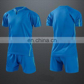 Custom high quality breathable blue reversible plain soccer uniform 2015/2016