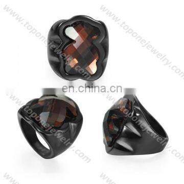 Black bear ring cute stainless steel cz ring 2017 custom jewelry