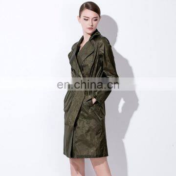 Wholesale Women Clothing Spring Wear Fashion Lapel Waist Tie Long Sleeves Jacquard Cloth Overknee Trench Coat photo-2