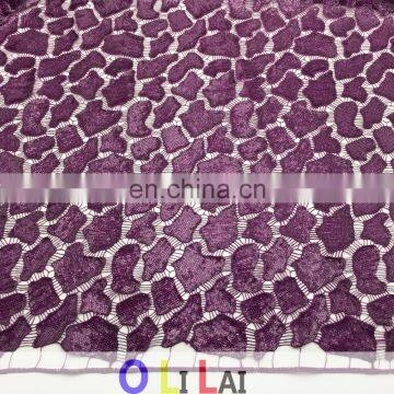 OLF0189 Fuchsia Dress Making Lace Fabric With 3D Sequins photo-2