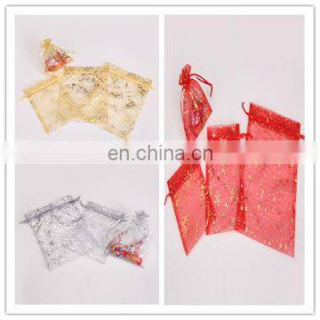 china wholesale foil printed gift organza bag organza drawstring bag for decoration