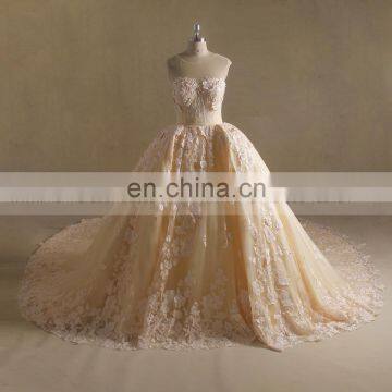 Real photo silver wedding dress heavy lace wedding gown