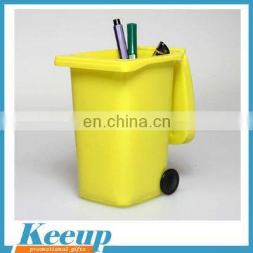 Wholesale cheap customized garbage can shape silicone pen container for ads