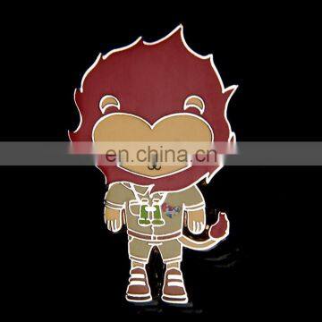 exqusite cartoon lion shaped lapel pin silver plated enamel lapel pin