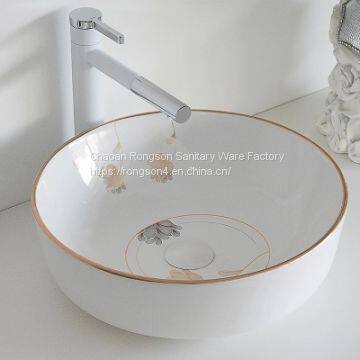 Above counter basin bathroom cheap color flower sinks