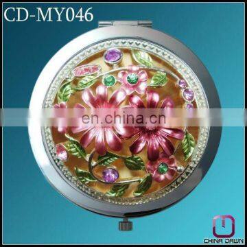 new fashion round metal flower cosmetic mirror CD-MY046