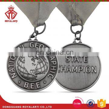 Antique Finish National GEO Graphic Medal with Sublimated Ribbon