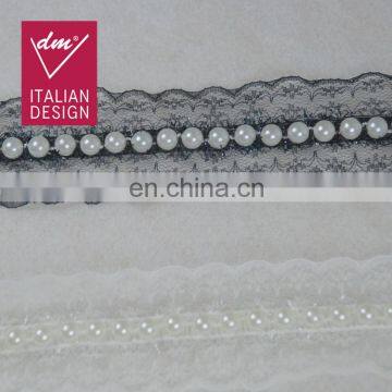 2017 Popular High Designs Black Beaded Pearl Lace Trim for Garment Decoration photo-5