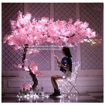 silk cloth leaves artificial cherry blossom tree with led lights