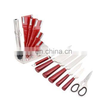 Factory customized coating handle kitchen knives set with block