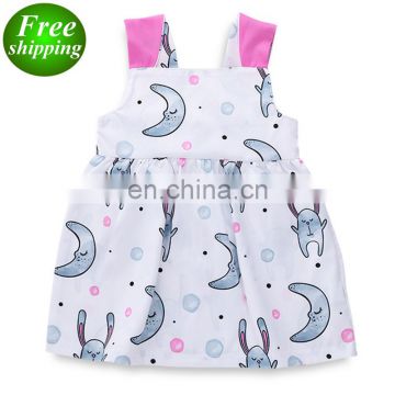 2019 Kids Princess Dresses Summer Girls Ear Moon Print Dresses Kids Party Dresses Easter Day Dress