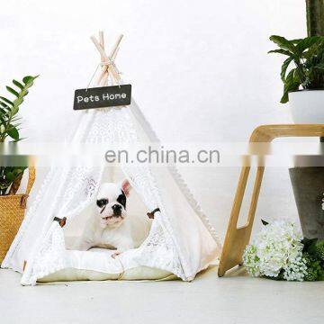 Hot Sale Canvas Dog Bed Pet Teepee Portable Dog Tent With Washable Fabric New Design Dog House photo-3