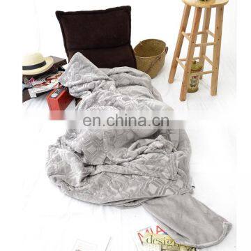 Highly Quality Polyester Printed Light Grey Flannel Fleece Brushed Blanket photo-6