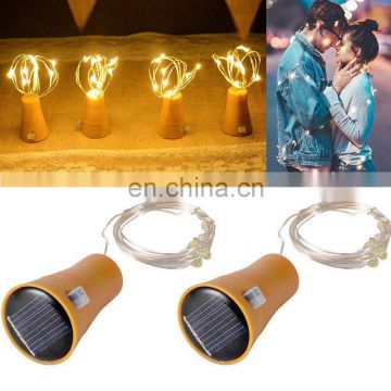 Solar Powered Wine Bottle Cork Festival Outdoor Light Garland Lights Outdoor LED Copper Wire Fairy string light