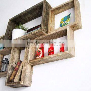 Rustic stain vintage solid wooden shelves,antique decorative shelf wood