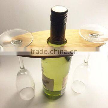 Custom logo and painted color bamboo wine and glasses organizer holder