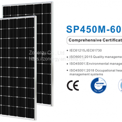 Zonergy 450w Solar Cells Panel Monocrystalline Mono Power Oem Price