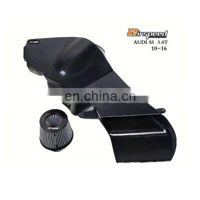 Universal Full Carbon Fiber Cold Engine Air Intake Filter Air Intake Kits Box For AUDI S5 B8 3.0T