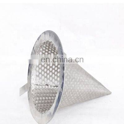 Perforated Cone type flanged strainers with mesh liner outside