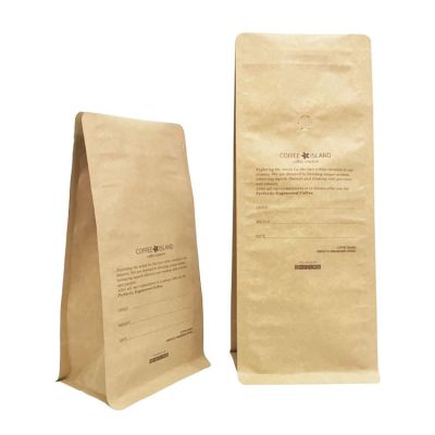 Custom Print Biodegradable Compostable Pla Kraft Paper Flat Bottom Luxury Coffee Beans Pouch Packaging Bags With One Way Valve