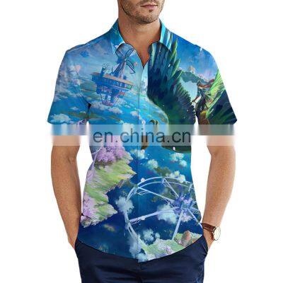 2021New Style Custom 3d  sky  Printed Cheap Hawaiian Shirt Men