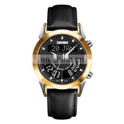 Skmei Q036 Islamic Muslim Arabic Digital Wrist Watches Men Prayer Azan Watch with Leather Strap