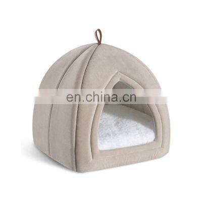 Manufacturer wholesale colorful comfortable cheap round soft felt easy wash little pet house for cats and dogs