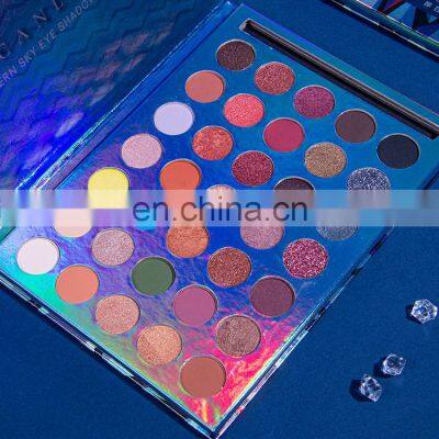 High Quality 35 Color Eyeshadow Pan Multicolor Large Eye Shadow Shimmer Matte Paper Holographic Palette