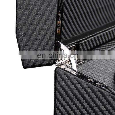 Black Carbon Fiber PU Leather 4+6 Automatic Mechanical Winding Shaker Motor Box Watch Sales Storage Box photo-4