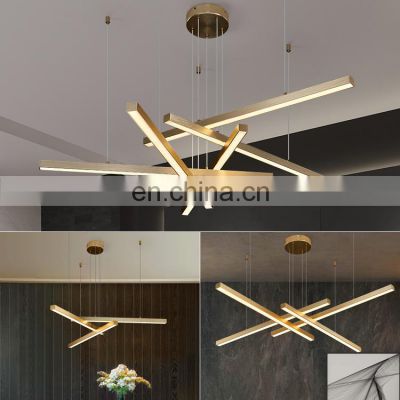 Unique Style Indoor Gorgeous Decoration Aluminum PC Iron Gold Living Room Modern LED Pendant Light