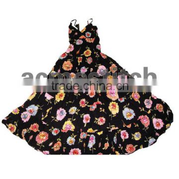 Flowers black long dress