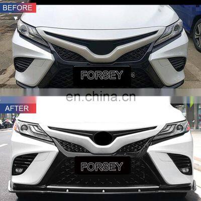 3Piece Car Front Bumper Lip Glossy Black/ Carbon Fiber Look Front Lip Spoiler Bumper Lip for T-oyota Camry 2018+