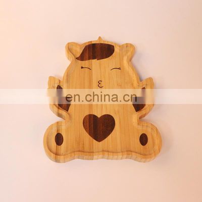 Wholesale New Disigen Eco Friendly Natural Multifunction Animal Pattern Bamboo Plate Baby With Suction