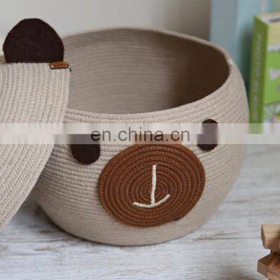 Hot Sale Bear Toy Basket for Kids, Basket Made With Cotton Ropre Cute Natural Basket Nursery Decoration for Baby and Kids photo-5