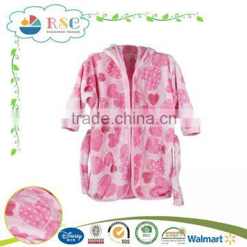 Wholesale 2016 new design 100% polyester carton baby girl bathrobes