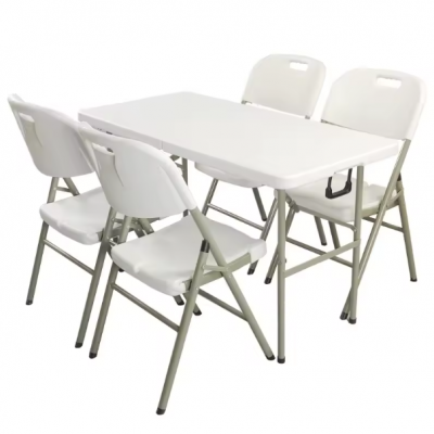 Portable Outdoor 4ft Plastic White Rectangular Foldable Dining Table