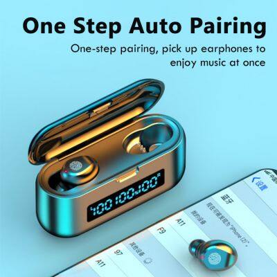 F9-39 Tws Headphone 9D Hifi Gaming Headset Wireless Earphone 2000mAh LED Display Blue Tooth 5.0 Touch Control F9 Earbuds photo-4