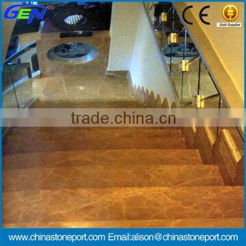 Interior Cheap Polished Light Brown Marble Stone Risers & Stairs