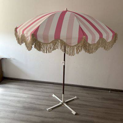 Tassel Outdoor Parasol With Rotating Sunshade and Steering Beach Umbrella Suitable for Scenic Spots and Beaches photo-2