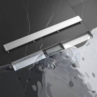High Quality Reversible Cover Tile Insert Grate Invisible Rectangular Stainless Steel Linear Shower Drain With Modern Design photo-4