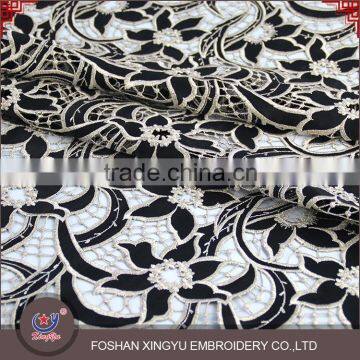 Hot-selling Promotional Custom Chemical Evening Sexy Dress Use Hot Popular Black Gold Lace Fabric Supplier's Choice photo-3