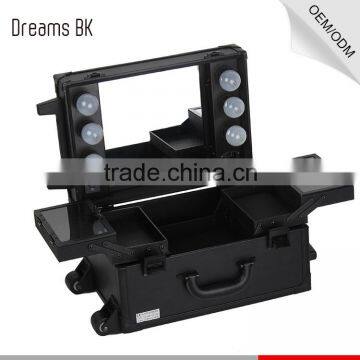 2016 Newest Design Professional Pvc Trolley Makeup Display Case With 6 Lights Mirror photo-2