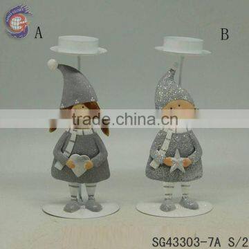 metal boy and girl with candle holder parts for decorating home