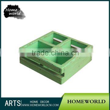 Green Decorative Christmas Wooden Tealight Candle Holder Box