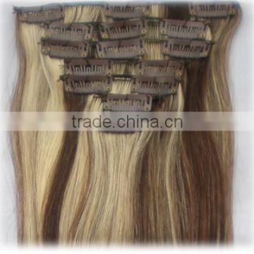 Brazilian 100% remy human hair for New Year's gift,clip in hair extension